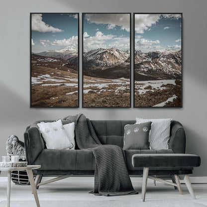 44565953-MGV-CV-36X24-Mountain Landscape Wall Art Canvas Print, Framed Snowy Peaks Art Picture Print, Rugged Highlands Perfect Rustic Adventure Decor