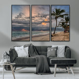 62574547-MGV-CV-36X24-Tropical Storm Wall Art Canvas Print, Framed Moody Beach Art Picture Print, Dramatic Sky Perfect Tropical Coastal Decor Artwork