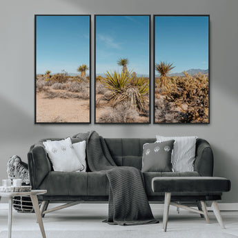 35156165-MGV-CV-36X24-Joshua Tree Wall Art Canvas Print, Framed Desert Landscape Art Picture Print, Warm Earth Tones Perfect Southwestern Minimalist