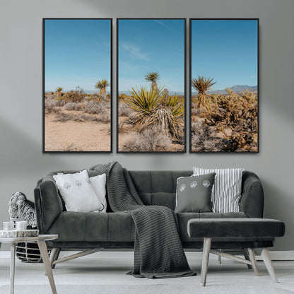 35156165-MGV-CV-36X24-Joshua Tree Wall Art Canvas Print, Framed Desert Landscape Art Picture Print, Warm Earth Tones Perfect Southwestern Minimalist
