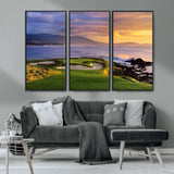 39644075-MGV-CV-36X24-Golf Course Wall Art – Coastal Sunset Canvas Print, Scenic Oceanfront Fairway Landscape Decor for Office, Man Cave, or Living Room