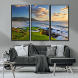 50107048-MGV-CV-36X24-Golf Course Wall Art – Coastal Ocean View Canvas Print, Scenic Fairway Landscape Decor for Office, Man Cave, Bedroom, or Living