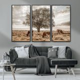 87590224-MGV-CV-36X24-Longhorn Cattle Wall Art – Rustic Western Landscape Canvas Print, Texas Farmhouse Prairie Scene for Living Room, Office, or Ranch