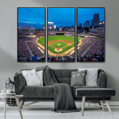 77273035-MGV-CV-36X24-Baseball Stadium Wall Art – Panoramic Evening Game Canvas Print, Sports Fan Decor for Man Cave, Office, Bar, or Living Room