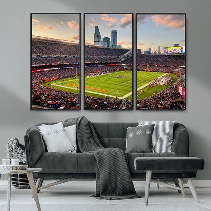 55377093-MGV-CV-36X24-Soldier Field Wall Art – Panoramic Chicago Bears Football Stadium Canvas Print, Game Day Sports Decor for Man Cave, Bar, Office,