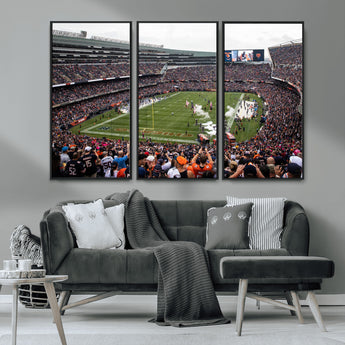 18347149-MGV-CV-36X24-Soldier Field Wall Art – Chicago Bears Football Stadium Canvas Print, Game Day Sports Decor for Man Cave, Bar, Office, or Living