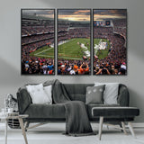 87578930-MGV-FC-48X32-3P_Black-Soldier Field Wall Art – Chicago Bears Football Stadium Sunset Canvas Print, Game Day Sports Decor for Man Cave, Bar, Office, or