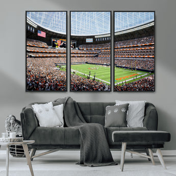 32530647-MGV-CV-36X24-Chicago Bears Stadium Wall Art – Futuristic Dome Arena Canvas Print, Modern Football Concept Design Decor for Man Cave, Bar, or