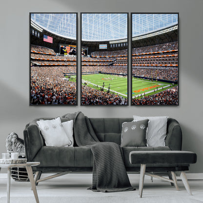 32530647-MGV-CV-36X24-Chicago Bears Stadium Wall Art – Futuristic Dome Arena Canvas Print, Modern Football Concept Design Decor for Man Cave, Bar, or