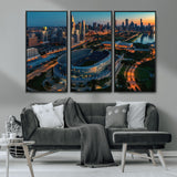 36690345-MGV-CV-36X24-Soldier Field Wall Art – Chicago Bears Stadium Aerial Night Canvas Print, City Skyline Football Decor for Living Room, Office, or