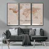 95243244-MGV-CV-36X24-Wander Often Wonder Always World Map Wall Art – Neutral Beige Adventure Canvas Print, Rustic Boho Travel Decor for Bedroom, Living