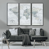 94249974-MGV-FC-48X32-3P_Black-Ours Explore World Map Wall Art – Modern Travel Canvas Print, Neutral Adventure Decor for Living Room, Office, Study, Bedroom,