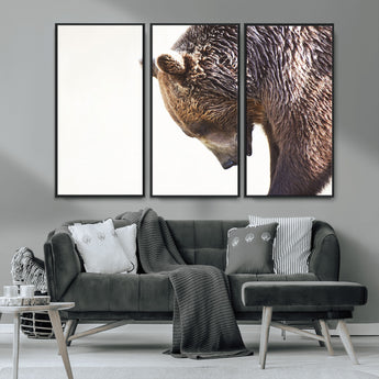 14405507-MGV-CV-36X24-Bear Wall Art – Wildlife Canvas Print with Rustic Animal Portrait and Minimalist Background, Nature Inspired Photography for