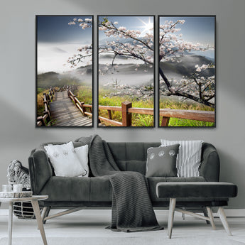 34632598CRY-MGV-CV-36X24-Sakura Cherry Blossom Pathway Canvas Wall Art – Tranquil Walk Through Blossoming Nature – Ready to Hang