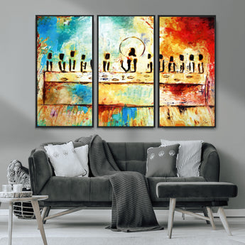 YKE34632598CR-MGV-CV-36X24-Abstract Last Supper with Apostles Wall Art Canvas Print