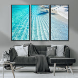 68127042-MGV-CV-36X24-Beach Wall Art – Tropical Ocean Canvas Print, Clear Water and White Sand Photography Decor for Bedroom, Living Room, Office,