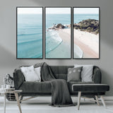 79395467-MGV-CV-36X24-Coastal Wall Art – Aerial Beach Canvas Print, Ocean Waves and Sandy Shore Photography Decor for Bedroom, Living Room, Office,