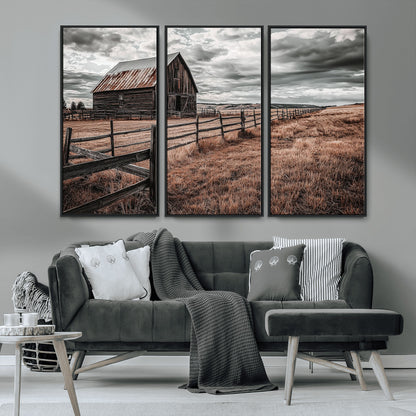 70676381-MGV-CV-36X24-Rustic Barn Wall Art – Weathered Farmhouse Canvas Print, Country Landscape Photography Decor for Bedroom, Living Room, Office,