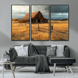 16480179-MGV-CV-36X24-Farmhouse Wall Art – Rustic Barn and Golden Field Canvas Print, Country Landscape Photography Decor for Bedroom, Living Room,