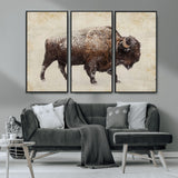 54810031-MGV-CV-36X24-Western Wall Art – Snow Covered Bison Canvas Print, Rustic Wildlife Photography Decor for Bedroom, Living Room, Office, Lodge,