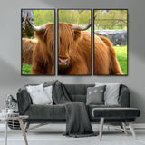 68411138-MGV-CV-36X24-Farmhouse Wall Art – Highland Cow Canvas Print, Rustic Country Cattle Photography Decor for Bedroom, Living Room, Office, Ranch,