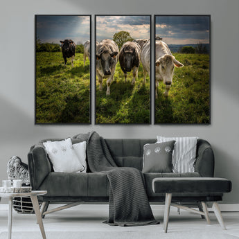 67277447-MGV-CV-36X24-Farmhouse Wall Art – Herd of Cows Canvas Print, Rustic Country Pasture Photography Decor for Bedroom, Living Room, Office, Ranch,
