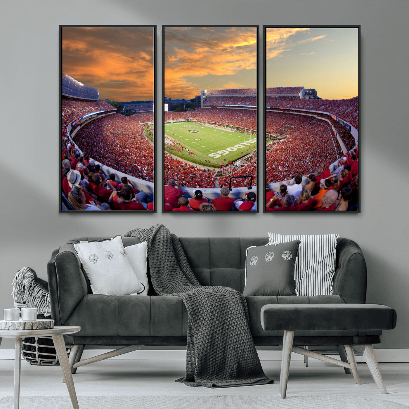 73680988-MGV-CV-36X24-Sanford Stadium Wall Art – Georgia Bulldogs Football Sunset Game Canvas Print, College Sports Decor for Man Cave, Bar, Office, or