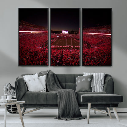 38331045-MGV-CV-36X24-Sanford Stadium Wall Art – Georgia Bulldogs Football Red Night Game Canvas Print, Electric College Sports Decor for Man Cave or