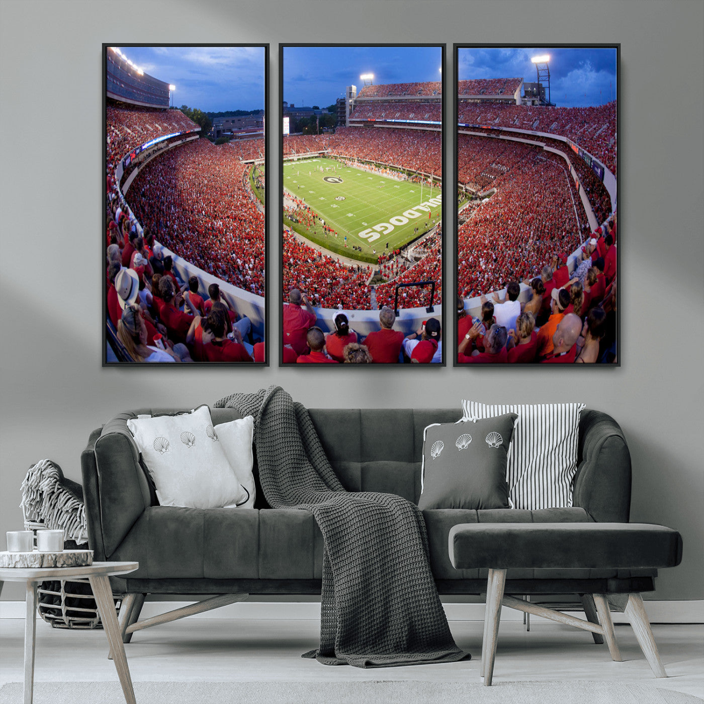10244378-MGV-CV-36X24-Sanford Stadium Wall Art – Panoramic Georgia Bulldogs Day Game Football Canvas Print, Game Day Crowd Sports Decor for Office, Man