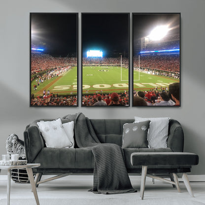 16230786-MGV-CV-36X24-Georgia Bulldogs Stadium Wall Art – Night Game Football Field Canvas Print, Panoramic Sports Decor for Home, Office, Fan Cave