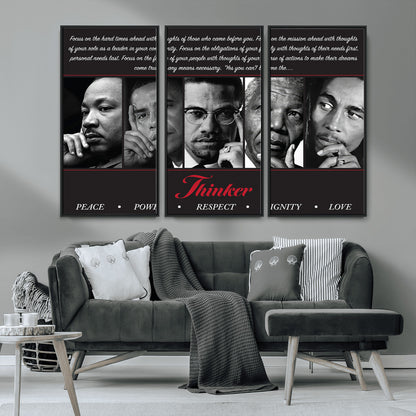 45112-MGV-CV-36X24-Black Icons Wall Art Canvas Print, Framed Thinker Art Picture Print, Motivational Quote Perfect Cultural Modern Decor Artwork