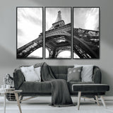 40006-MGV-CV-36X24-Eiffel Tower Wall Art – Black and White Architectural Photo Print, Paris Inspired Decor for Bedroom, Office, Studio or Modern