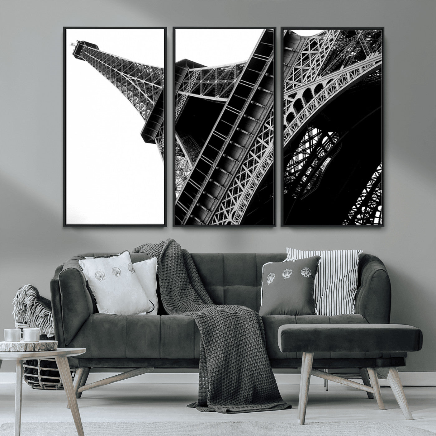 89033-MGV-CV-36X24-Eiffel Tower Wall Art – Dramatic Black and White Architectural Canvas Print, Modern Paris Decor for Office, Living Room or