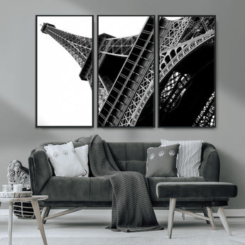 89033-MGV-CV-36X24-Eiffel Tower Wall Art – Dramatic Black and White Architectural Canvas Print, Modern Paris Decor for Office, Living Room or