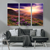 49741-MGV-CV-36X24-Mountain Sunrise Wall Art – Vibrant Floral Landscape Canvas Print, Nature Home Decor for Living Room, Bedroom Office or Cabin