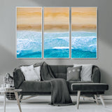 43046-MGV-CV-36X24-Aerial Beach Wall Art – Serene Ocean Waves & Sandy Shore Canvas Print, Coastal Home Decor for Living Room, Bedroom or Office