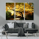 19067-MGV-CV-36X24-Golden Canopy Wall Art – Panoramic Autumn Tree Canvas Print, Warm Seasonal Decor for Living Room, Office or Garden Space