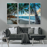39679-MGV-CV-36X24-Tropical Palm Beach Wall Art – Serene Ocean Canvas Print with Palm Trees and Rocks, Coastal Paradise Decor for Living Room or