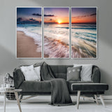 99906-MGV-CV-36X24-Morning Tide Canvas Print – Soft Sunrise Ocean Waves Wall Art, Coastal Serenity Decor for Home & Office