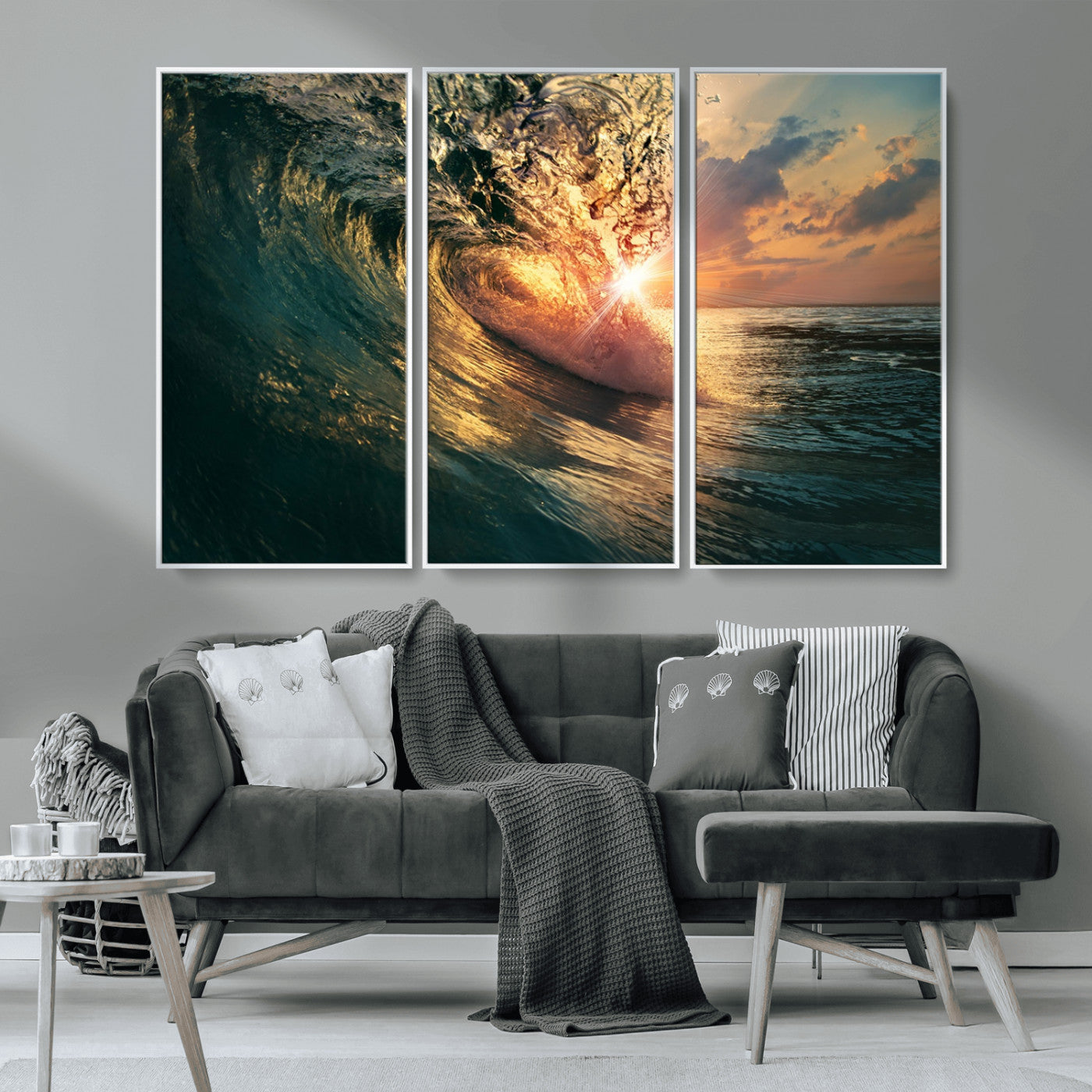 55359-MGV-CV-36X24-Radiant Ocean Wave Wall Art – Panoramic Surf Canvas Print, Vibrant Sunset Beach Decor for Home, Office or Man Cave