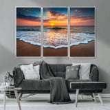 16110-MGV-CV-36X24-Ocean Sunset Wall Art – Vibrant Beach Waves and Horizon Canvas Print, Relaxing Coastal Seascape Decor for Living Room or Bedroom