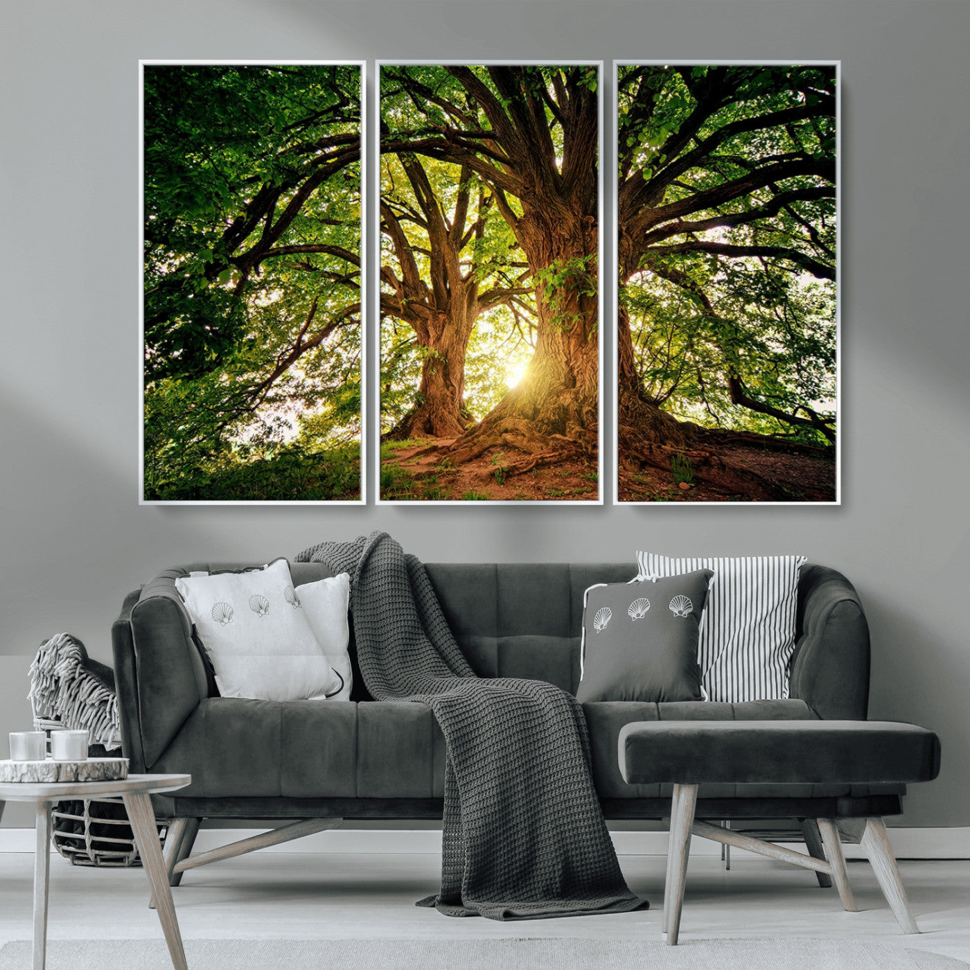52150-MGV-CV-36X24-Majestic Tree Wall Art – Large Nature Canvas Print with Sunlight Through Branches, Rustic Forest Decor for Living Room, Bedroom or