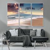 42253-MGV-CV-36X24-Serene Beach Waves Wall Art – Tranquil Ocean Horizon Canvas Print, Coastal Seascape Decor for Living Room or Office Wall