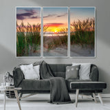 25576-MGV-CV-36X24-Beach Grass Sunset Wall Art – Coastal Sand Dune Landscape Canvas Print, Ocean View Nature Decor for Living Room or Office Wall