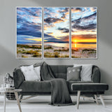 39645-MGV-CV-36X24-Golden Beach Sunset Wall Art – Serene Ocean Horizon Canvas Print, Coastal Nature Landscape Decor for Living Room, Bedroom or