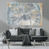 17631-MGV-CV-36X24-Radiant Burst Wall Art – Abstract Sunburst Canvas Print in Blue and Gold, Modern Geometric Painting for Living Room, Office or