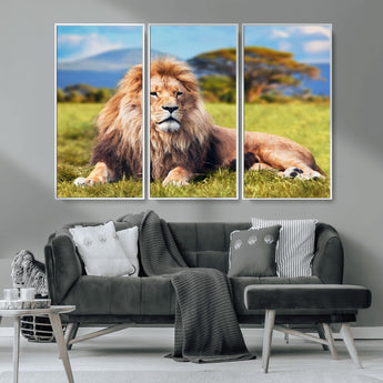 67826-MGV-CV-36X24-Majestic Lion Wall Art – King of the Jungle Canvas Print, Safari Wildlife Decor for Living Room, Office, or Man Cave