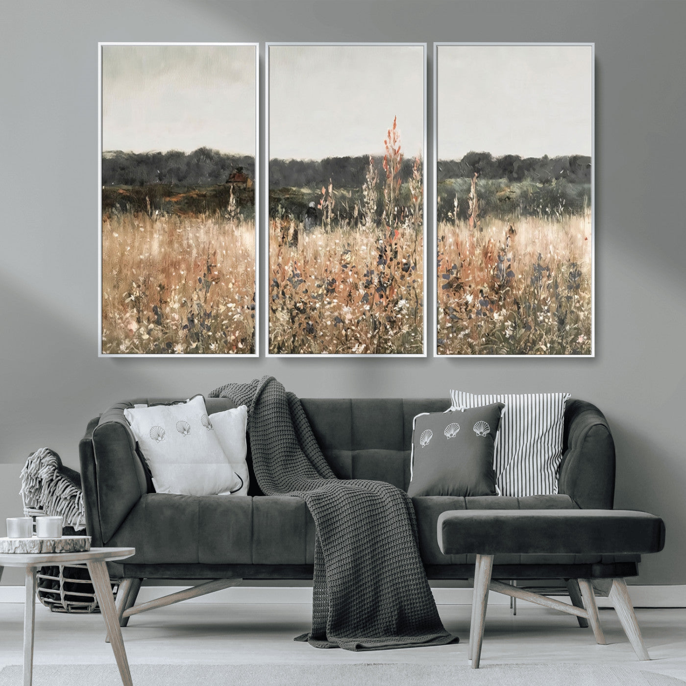 46308-MGV-CV-36X24-Wildflower Field Wall Art – Rustic Meadow Landscape Canvas Print, Country Nature Decor for Living Room, Bedroom or Farmhouse