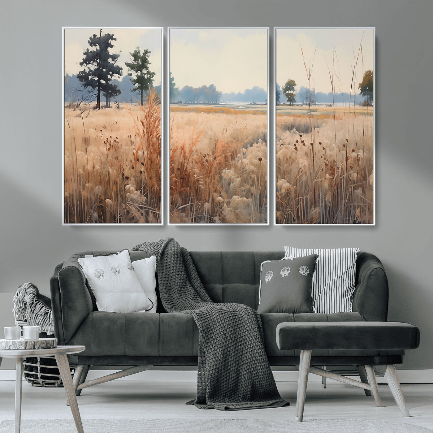 98822-MGV-CV-36X24-Autumn Meadow Wall Art – Tranquil Grassland Landscape Canvas Print, Rustic Country Decor for Living Room, Bedroom or Farmhouse
