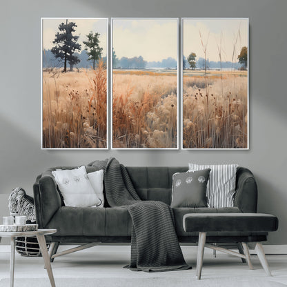 98822-MGV-CV-36X24-Autumn Meadow Wall Art – Tranquil Grassland Landscape Canvas Print, Rustic Country Decor for Living Room, Bedroom or Farmhouse